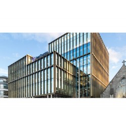 Corner protectors, flat top bollards, and modular planters supplied and installed by Larkin Engineering at City Quay Grant Thornton Dublin